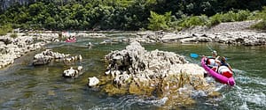 Ardeche canoe river rocks