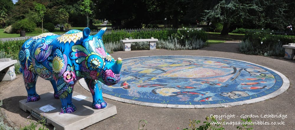 Rhino found in the mosaic garden