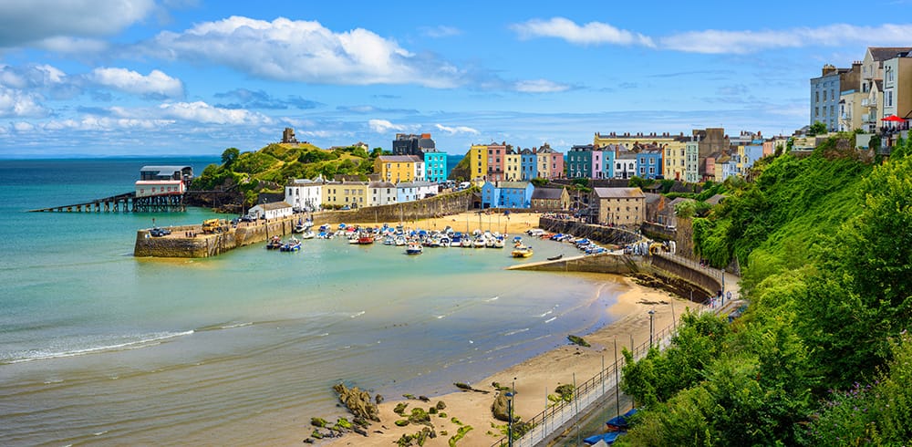 Climate change travel Tenby Harbour Wales UK