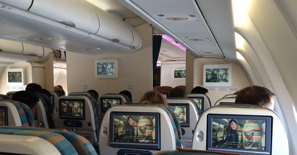 The economy class cabin on Oman Air's Airbus A330-300 © Gordon Lethbridge
