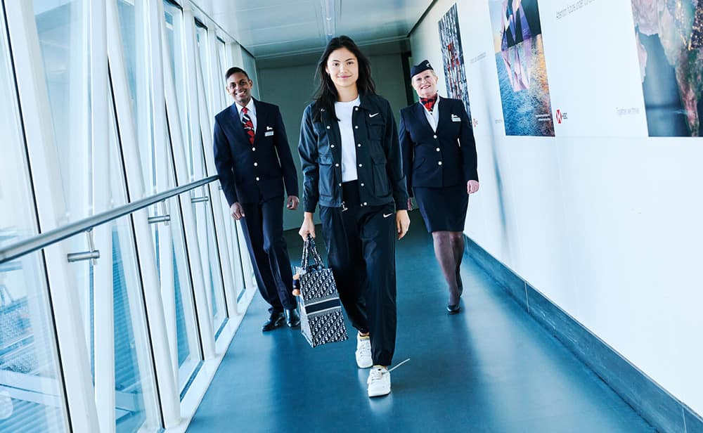 Emma Raducanu boarding a British Airways flight