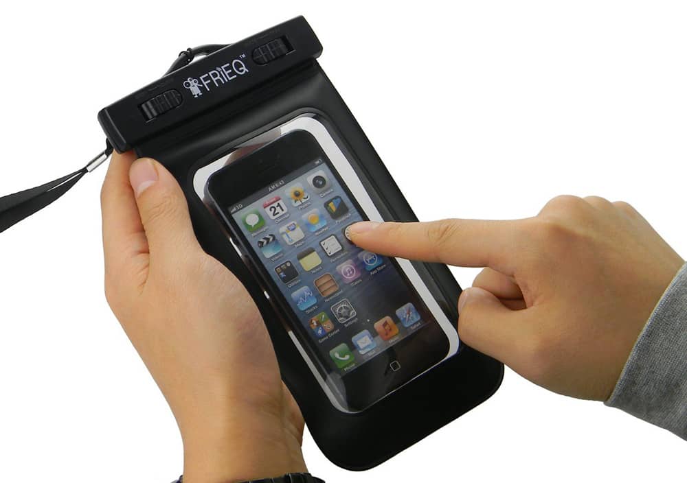 The touch screen is operable when in the waterproof case both above and below the water