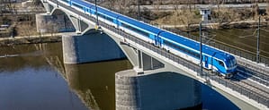 European Rail Travel Czech Railways train crossing a bridge