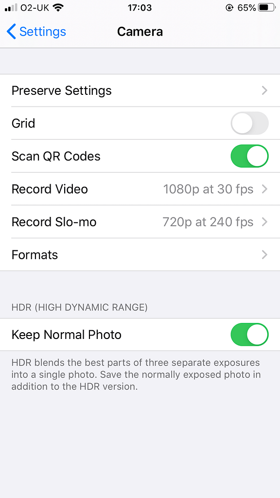 smartphone video settings